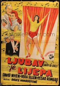 1f168 HAPPY GO LOVELY Yugoslavian 19x28 1951 art of David Niven, Vera-Ellen & Cesar Romero, rhythm & romance!