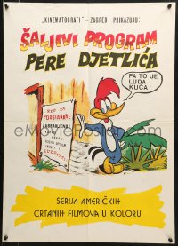 1f199 WOODY WOODPECKER Yugoslavian 20x27 1960s great art of the character next to sign!