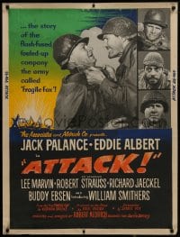 1g017 ATTACK 30x40 1956 Robert Aldrich, WWII soldiers Jack Palance & Eddie Albert, top cast!