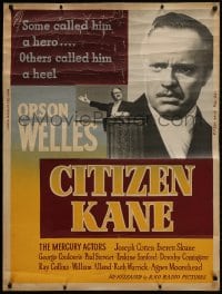 1g035 CITIZEN KANE 30x40 R1956 some called Orson Welles a hero, others called him a heel!