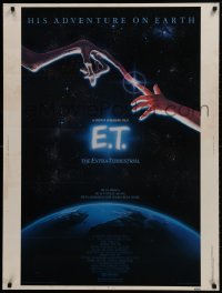 1g047 E.T. THE EXTRA TERRESTRIAL 30x40 1982 Drew Barrymore, Steven Spielberg, Alvin art!