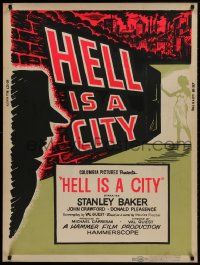 1g064 HELL IS A CITY 30x40 1960 from dark till dawn, from dives to dames, from cops to killers!