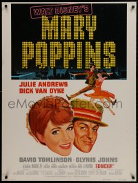 1g079 MARY POPPINS style A 30x40 R1973 Julie Andrews & Dick Van Dyke in Walt Disney's musical classic!
