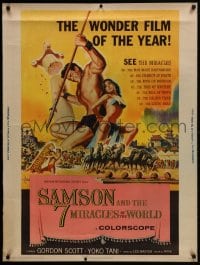 1g101 SAMSON & THE 7 MIRACLES OF THE WORLD 30x40 1962 Maciste Alla Corte Del Gran Khan, sexy art!