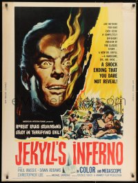 1g127 TWO FACES OF DR. JEKYLL 30x40 1961 House of Fright, cool burning face art by Reynold Brown!