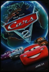 1g274 CARS 2 advance DS 1sh 2011 Disney animated automobile racing sequel, image of earth and cast!