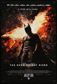 1g314 DARK KNIGHT RISES advance DS 1sh 2012 Christian Bale as Batman, a fire will rise!