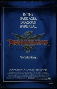 1g355 DRAGONSLAYER foil heavy stock teaser 1sh 1981 the Dark Ages, dragons were real, not a fantasy!
