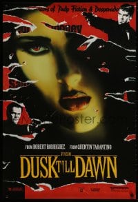 1g399 FROM DUSK TILL DAWN teaser 1sh 1995 Clooney & Tarantino, close-up of sexy vampire Selma Hayek!