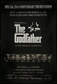 1g419 GODFATHER foil heavy stock 1sh R1997 Marlon Brando & cat in Francis Ford Coppola crime classic!