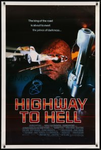 1g466 HIGHWAY TO HELL int'l 1sh 1992 Kristy Swanson, creepy image of demonic policeman!