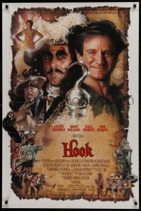 1g472 HOOK 1sh 1991 artwork of pirate Dustin Hoffman & Robin Williams by Drew Struzan!
