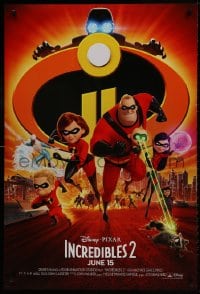 1g497 INCREDIBLES 2 advance DS 1sh 2018 Disney/Pixar, Nelson, Hunter, wacky, montage of cast!