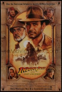 1g502 INDIANA JONES & THE LAST CRUSADE int'l advance 1sh 1989 art of Ford & Connery by Drew!
