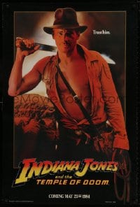1g504 INDIANA JONES & THE TEMPLE OF DOOM teaser 1sh 1984 art of Harrison Ford, trust him!