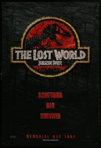 1g532 JURASSIC PARK 2 teaser 1sh 1997 Steven Spielberg, classic logo with T-Rex over red background!