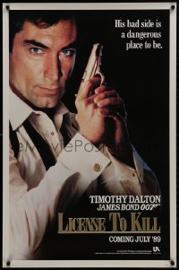 1g577 LICENCE TO KILL teaser 1sh 1989 Dalton as Bond, his bad side is dangerous, 'License'!