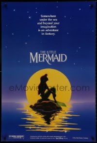 1g583 LITTLE MERMAID teaser DS 1sh 1989 Disney, great art of Ariel in moonlight by Morrison/Patton!
