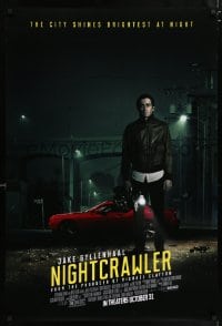 1g651 NIGHTCRAWLER advance DS 1sh 2014 cool image of Jake Gyllenhaal with camera and sports car!
