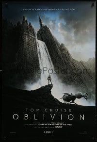 1g660 OBLIVION teaser DS 1sh 2013 Morgan Freeman, image of Tom Cruise & waterfall in city!