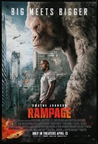 1g720 RAMPAGE advance DS 1sh 2018 Dwayne Johnson with ape, big meets bigger, based on the video game!