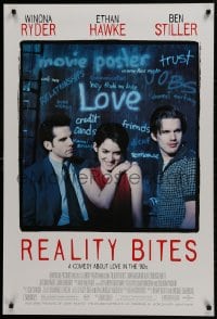 1g724 REALITY BITES 1sh 1994 Winona Ryder, Ben Stiller, Ethan Hawke, comedy about love in the '90s!