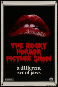 1g749 ROCKY HORROR PICTURE SHOW style A 1sh R1980s classic lips, a different set of jaws!