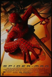1g824 SPIDER-MAN advance DS 1sh 2002 Tobey Maguire climbing building, Sam Raimi, Marvel Comics!
