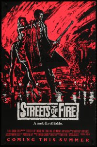 1g858 STREETS OF FIRE advance 1sh 1984 Walter Hill, Riehm pink dayglo art, a rock & roll fable!