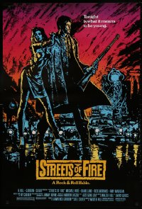 1g857 STREETS OF FIRE 1sh 1984 Walter Hill, Michael Pare, Diane Lane, artwork by Riehm, no borders!
