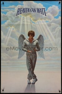 1g003 HEAVEN CAN WAIT half subway 1978 Lettick art of angel Warren Beatty wearing sweats, football!