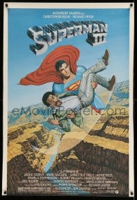 1g006 SUPERMAN III half subway 1983 art of Reeve flying with Richard Pryor by Salk!
