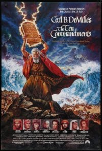 1g887 TEN COMMANDMENTS 1sh R1989 DeMille classic, Ezra Tucker art of Charlton Heston with tablets!
