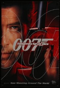 1g910 TOMORROW NEVER DIES teaser DS 1sh 1997 different image of Brosnan as James Bond!