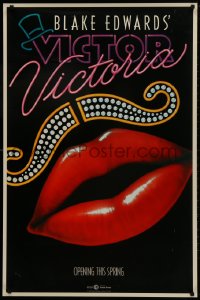 1g952 VICTOR VICTORIA teaser 1sh 1982 Julie Andrews, Blake Edwards, cool lips & mustache art by John Alvin!
