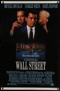 1g958 WALL STREET 1sh 1987 Michael Douglas, Charlie Sheen, Daryl Hannah, Oliver Stone!