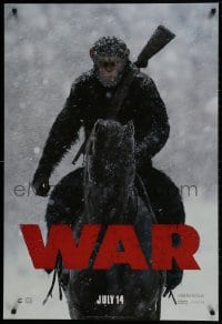 1g960 WAR FOR THE PLANET OF THE APES style A teaser DS 1sh 2017 great image of Caesar on horseback!