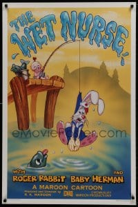 1g967 WET NURSE Kilian 1sh 1988 Baby Herman goes fishing w/Roger Rabbit as the bait!