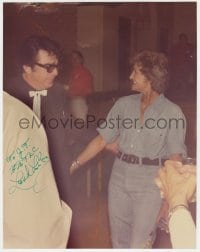 1h047 LASH LA RUE signed color 11x14 color photo 1970s w/Peggy Stewart at western movie convention!