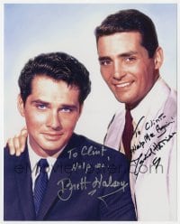 1h745 BRETT HALSEY/DAVID HEDISON signed color 8x10 REPRO still 1980s portrait of the Fly stars!