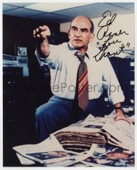 1h765 EDWARD ASNER signed color 8x10 REPRO still 1990s close up as Lou Grant by newspapers!