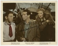 1h259 FRED MACMURRAY signed color 8x10 still 1943 with Russell & Marshall in Flight For Freedom!