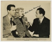 1h353 FRED MACMURRAY signed 8.25x10 still 1944 w/ Barbara Stanwyck & Robinson in Double Indemnity!