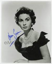 1h921 JEAN SIMMONS signed 8x10 REPRO still 1980s c/u of the beautiful star in velvet dress & jewels!