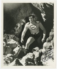 1h937 KIRK ALYN signed 8x10 REPRO still 1980s great standing portrait in Superman costume!