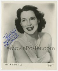 1h597 KITTY CARLISLE signed 8x10 publicity still 1980s head & shoulders portrait wearing pearls!