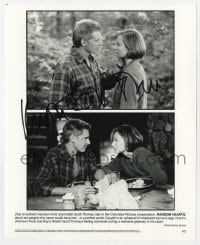 1h419 KRISTIN SCOTT THOMAS signed 8x10 still 1999 split image with Harrison Ford in Random Hearts