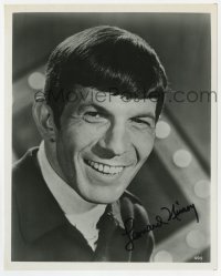 1h940 LEONARD NIMOY signed 8x10 REPRO still 1980s smiling portrait without his Spock makeup!