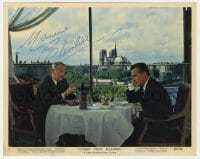 1h266 MAURICE CHEVALIER signed color 8x10 still 1959 with Rossano Brazzi in Count Your Blessings!