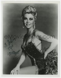 1h958 MITZI GAYNOR signed 8x10.25 REPRO still 1980s sexy posed portrait in skimpy showgirl outfit!